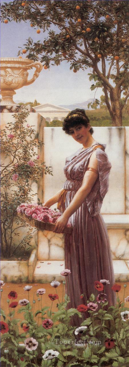 『ヴィーナスの花』 1890年 新古典主義の女性 ジョン・ウィリアム・ゴッドワード油絵